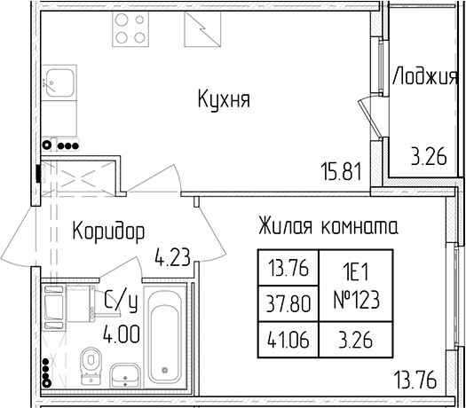 1-комнатная квартира 37.8 м², 2/4 эт., ЖК «Любоград в Стрельне»